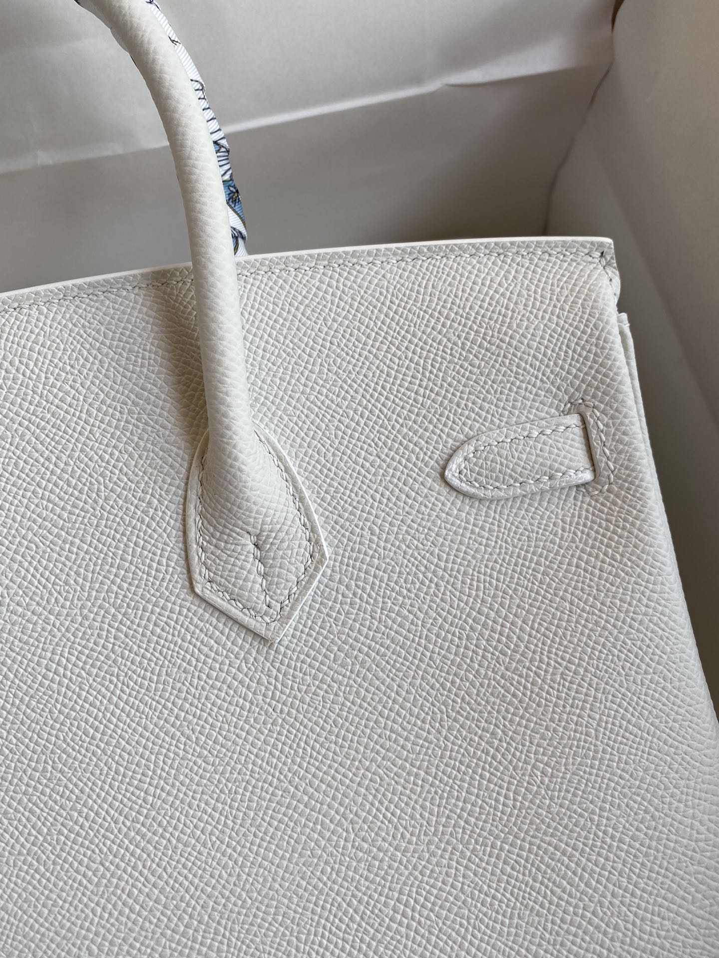 Hermes Birkin 25CM Epsom Leather Handbag Snow White